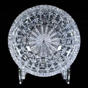 Bowl, American Brilliant Cut Glass, Radial Center With Alternating Nailhead Diamond And Crosscutting
