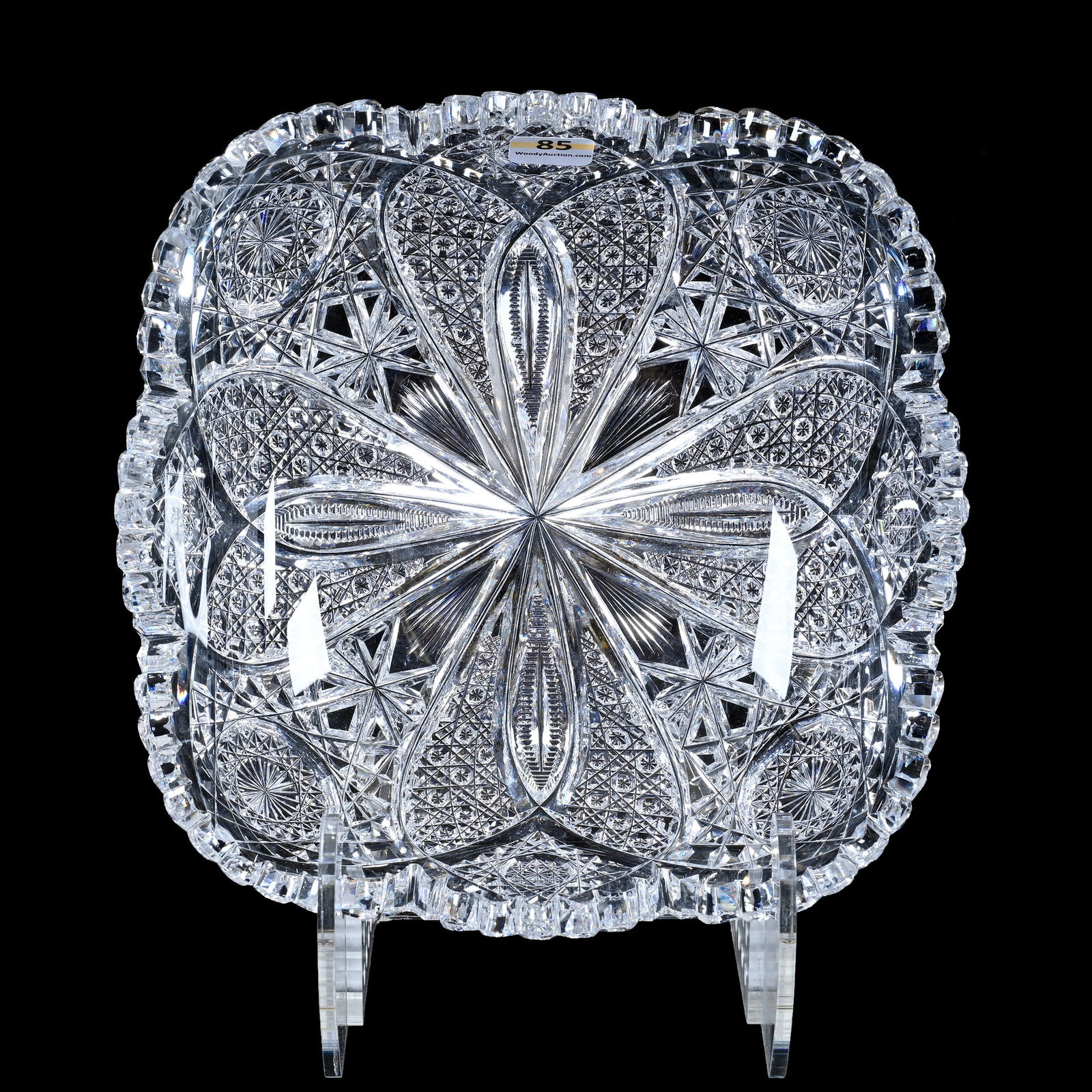 Square Bowl, American Brilliant Cut Glass, Signed Hawkes, Cairo Pattern (1 of 2)