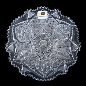 Plate, American Brilliant Cut Glass, Hobstar, Nailhead Diamond, Cane, Vesica, Prism, And