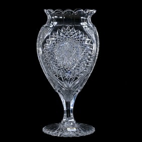 Pedestal Heart Shaped Vase, American Brilliant Cut Glass