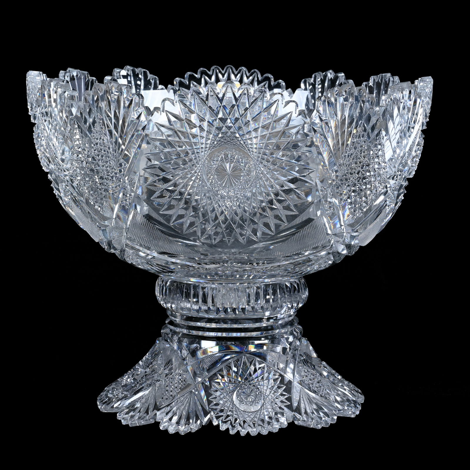 Two Part Punch Bowl, American Brilliant Cut Glass, Corinthian Pattern By Libbey (1 of 10)