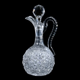 Decanter, American Brilliant Cut Glass, Russian Pattern With Star Cut Buttons