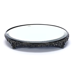Beveled Mirror Plateau, Embossed Silverplate