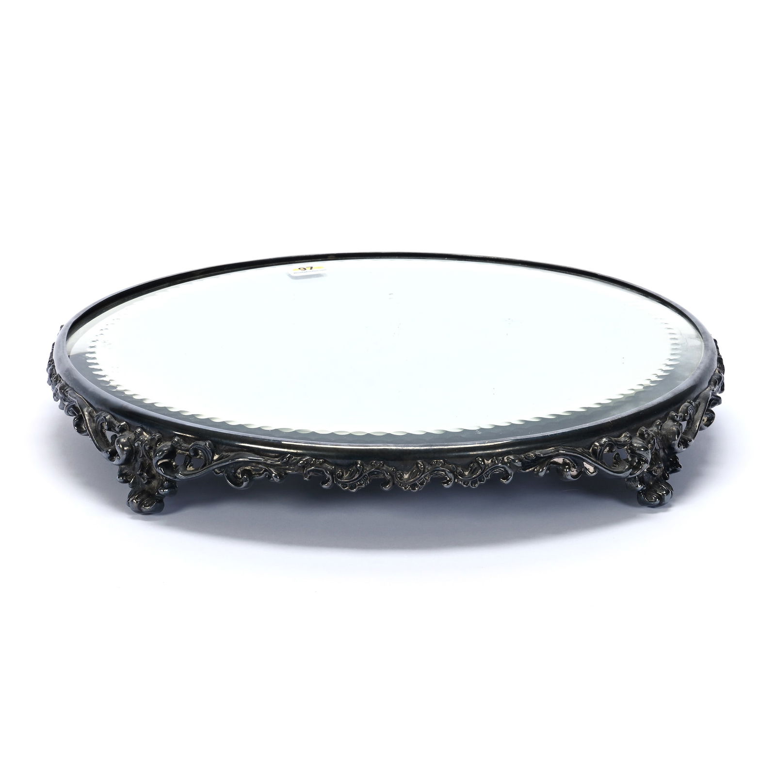 Beveled Mirror Plateau, Embossed Silverplate (1 of 2)