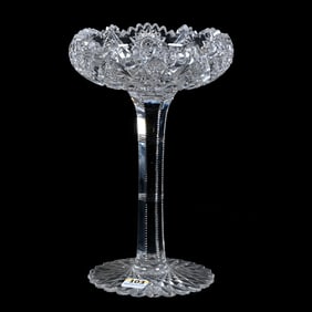 Compote, American Brilliant Cut Glass, Expanding Star Pattern