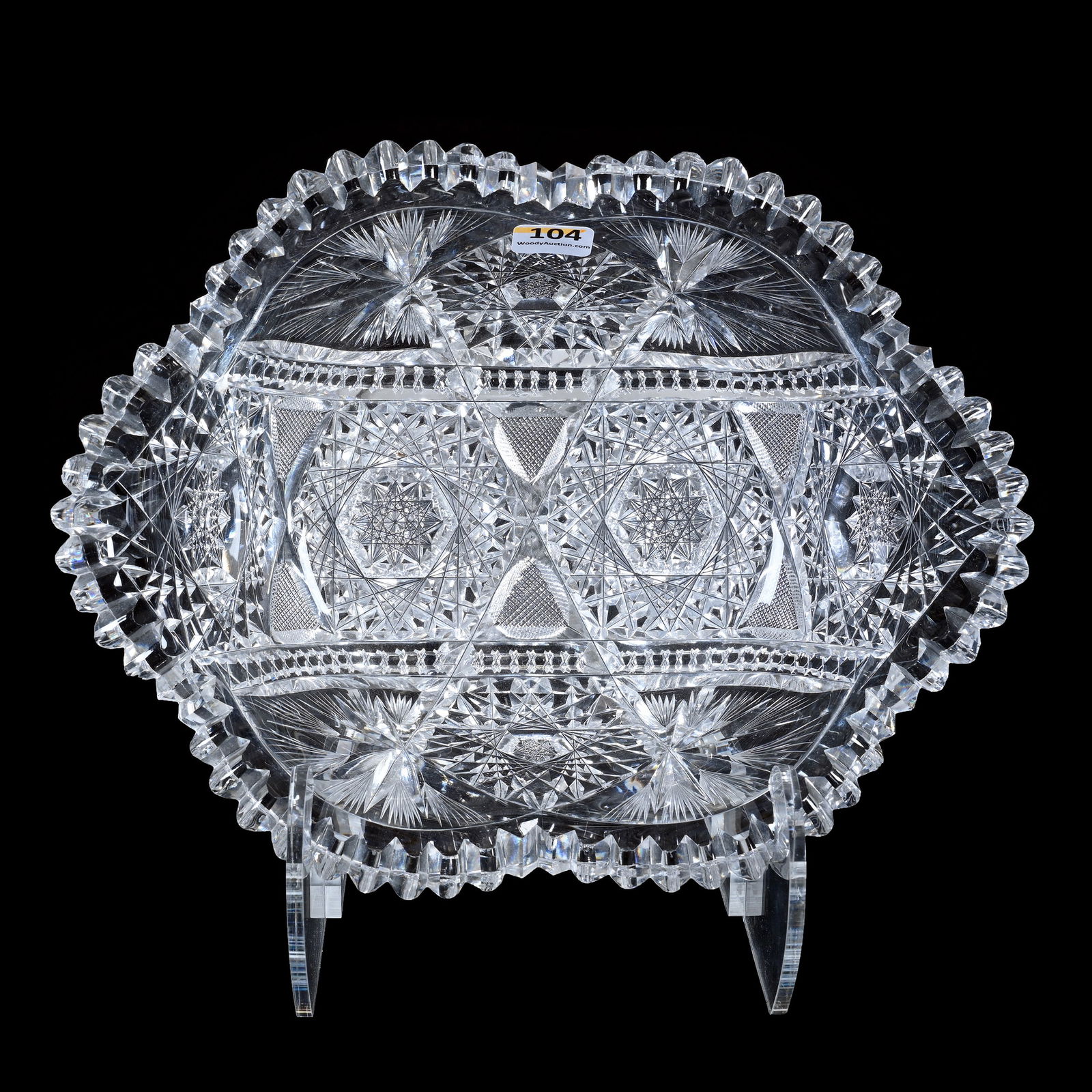 Oval Bowl, American Brilliant Cut Glass, Hobstar, Crosscutting, Button, And Fan Motif (1 of 5)