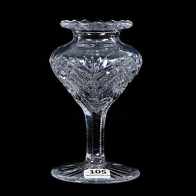Violet Vase, American Brilliant Cut Glass, Star, Diamond, Zipper, And Fan Motif