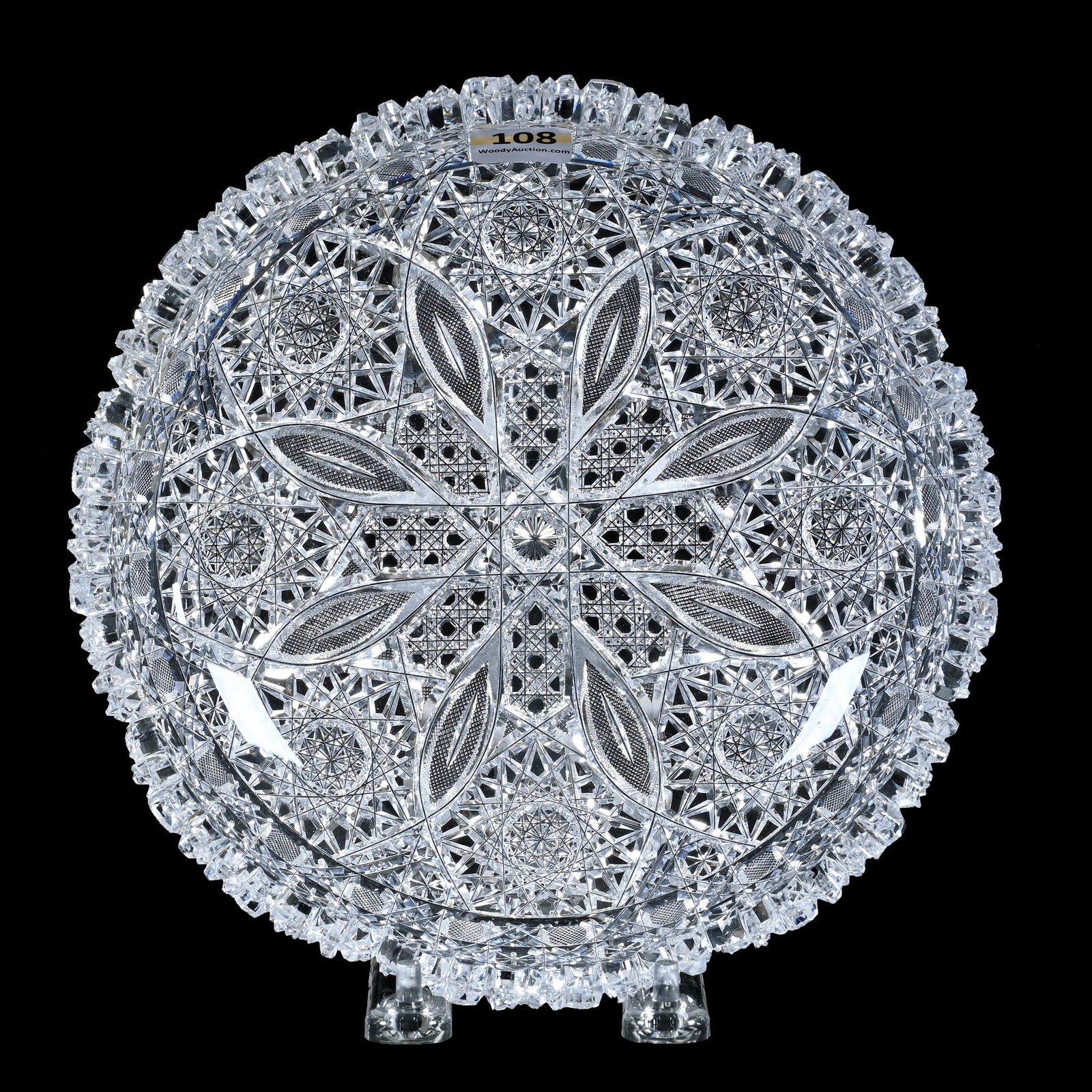 Low Bowl, American Brilliant Cut Glass, Propellor Pattern, Nice Example (1 of 2)