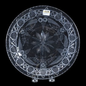 Plate, American Brilliant Cut Glass, Signed Hawkes