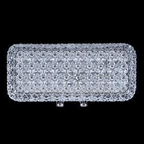Rectangular Tray, American Brilliant Cut Glass, Russian Pattern With Star Cut Buttons