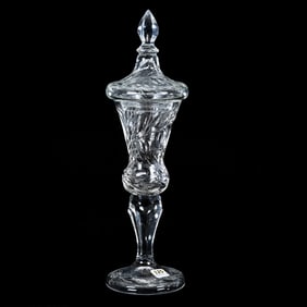 Covered Pedestal Jar, Brilliant Period Cut Glass