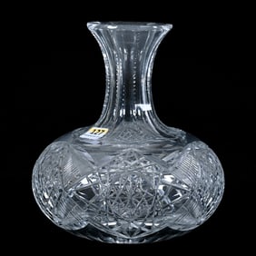 Water Carafe, American Brilliant Cut Glass, Hobstar, Crosscut Diamond, And Miter Motif