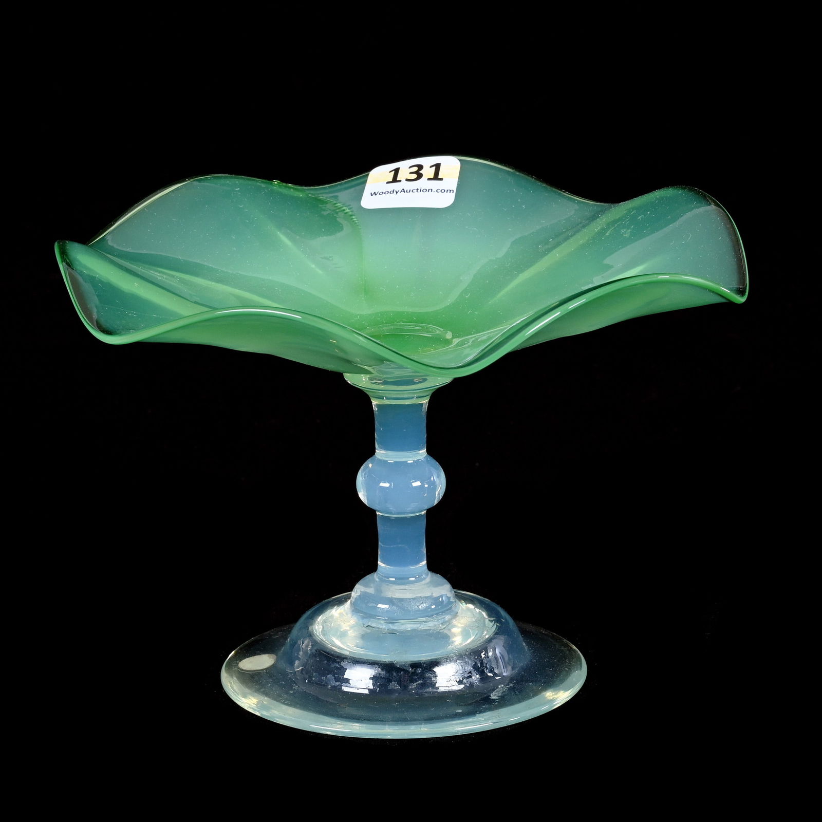 Compote, Green Opalescent Art Glass Attributed To Dorflinger (1 of 3)