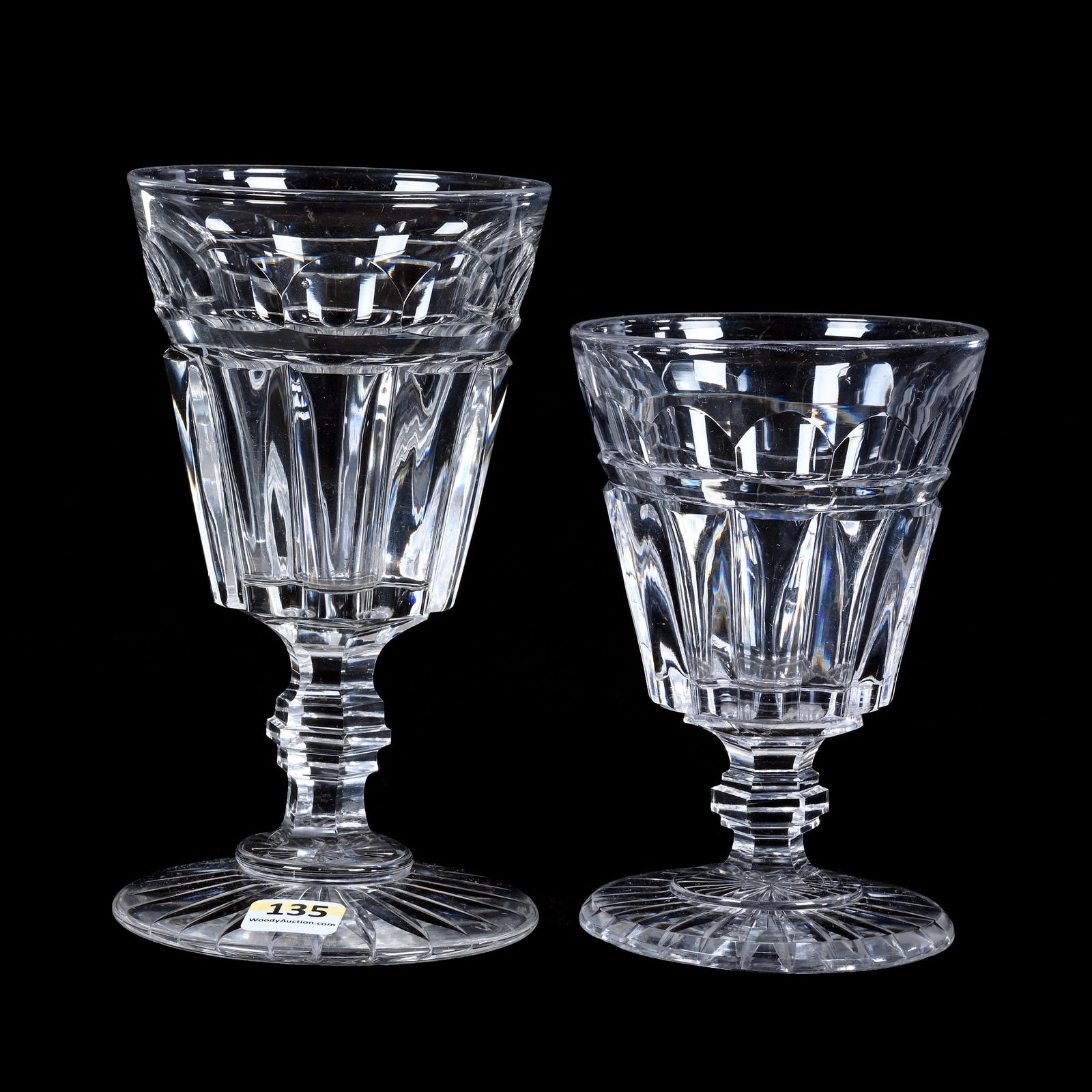 Two Goblets, American Brilliant Cut Glass, Pillar Pattern With Ray Cut Foot (1 of 2)