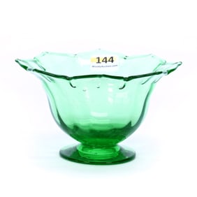 Pedestal Sherbet, Solid Green Art Glass By Steuben