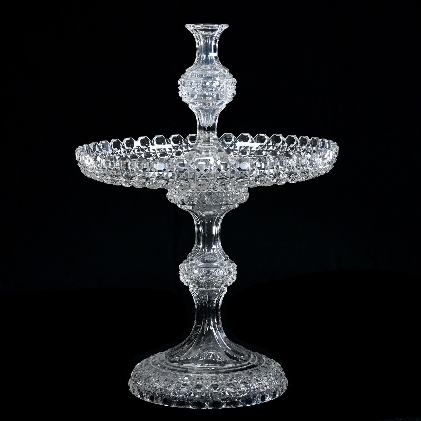 Three Piece Centerpiece Epergne, Brilliant Period Cut Glass, Cane Pattern (1 of 3)