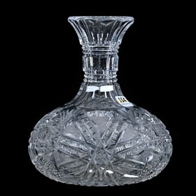 Water Carafe, American Brilliant Cut Glass, Pattern Resembles Rochester By Fry