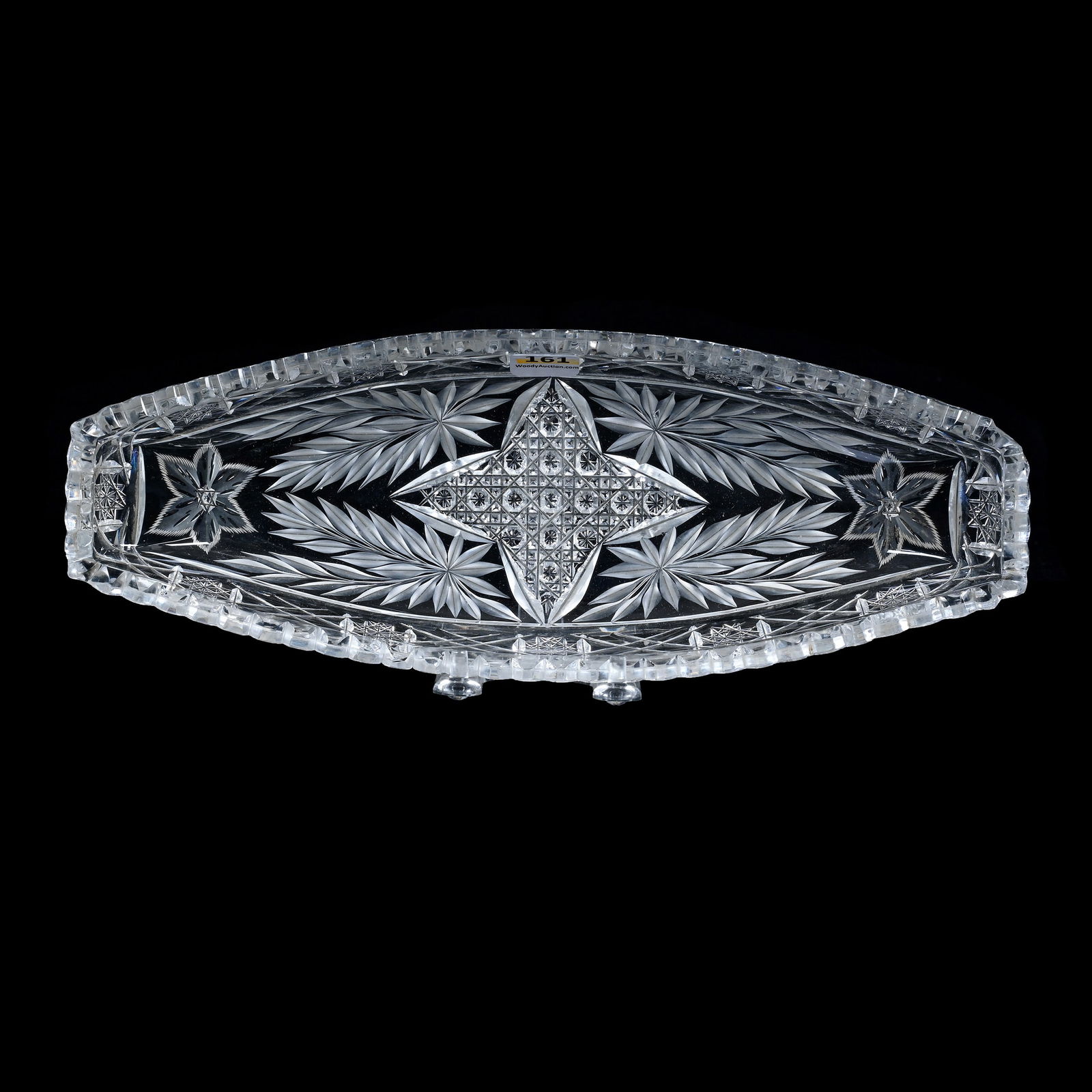 Boat Shaped Celery Tray, American Brilliant Cut Glass, Signed Clark (1 of 4)