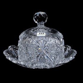 Covered Butter Dish, American Brilliant Cut Glass