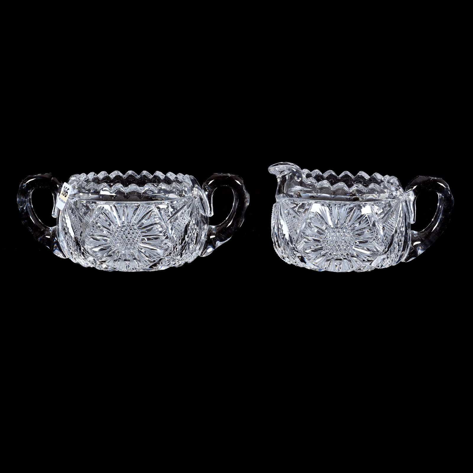 Creamer And Sugar, American Brilliant Cut Glass, (1 of 3)
