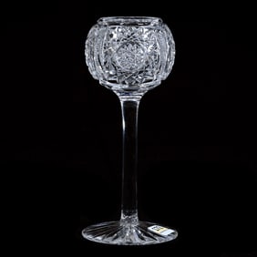 Pedestal Violet Vase, American Brilliant Cut Glass, Nevada Pattern By Pairpoint