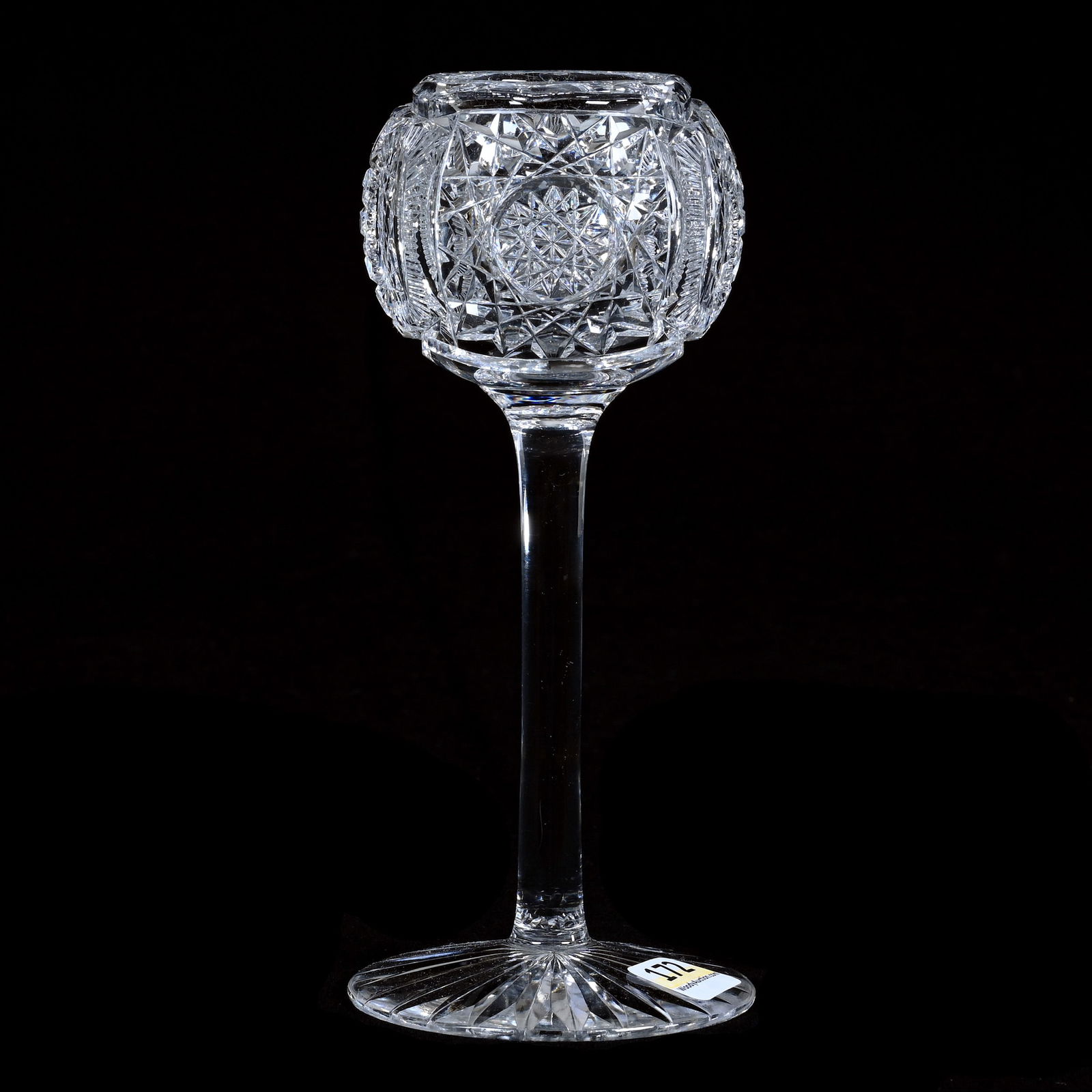 Pedestal Violet Vase, American Brilliant Cut Glass, Nevada Pattern By Pairpoint: Pedestal Violet Vase, American Brilliant Cut Glass, Nevada Pattern By Pairpoint, 7 x 3 x 3 Inches, 1 Pound, Judy Ratcliffe Collection, Florida.