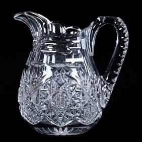 Pitcher, American Brilliant Cut Glass, Signed Tuthill