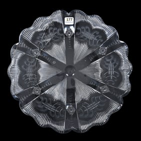 Round Tray, American Brilliant Cut Glass, Signed Libbey