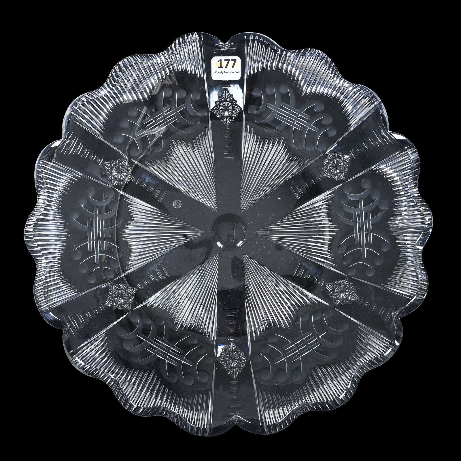 Round Tray, American Brilliant Cut Glass, Signed Libbey (1 of 2)