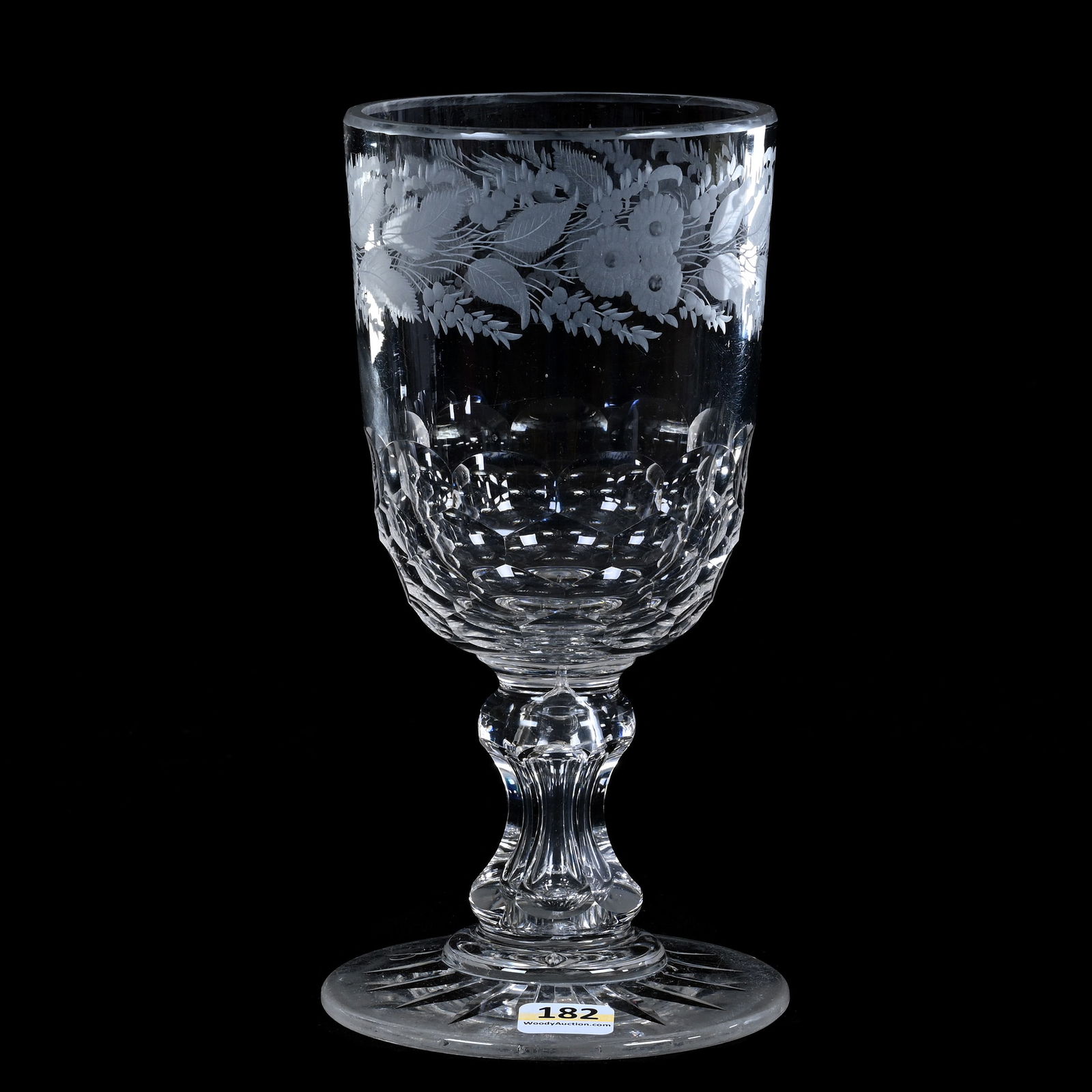 Pedestal Celery Vase, American Brilliant Cut Glass, Honeycomb And Engraved Floral Motif (1 of 3)