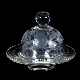 Individual/Miniature Covered Butter Dish, American Brilliant Cut Glass