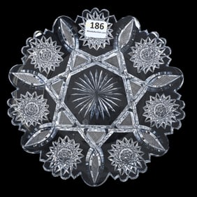 Plate, American Brilliant Cut Glass, Dauntless Pattern By Bergen, Clear Blank