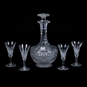 Decanter Set, American Brilliant Cut Glass, Pattern No. 5 By Libbey
