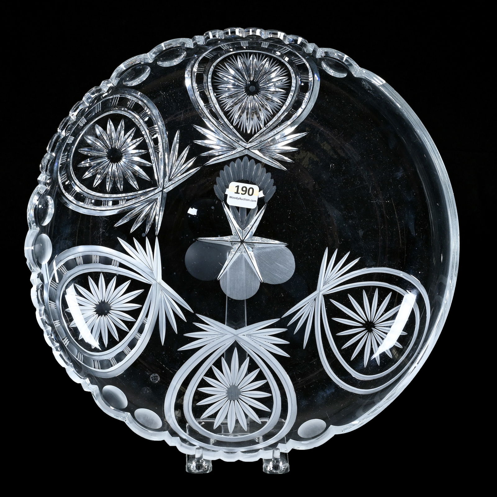 Round Tray, Cut Glass, Modern Example Tray (1 of 3)