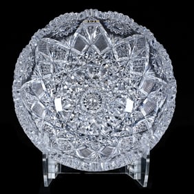 Bowl, American Brilliant Cut Glass, Expanding Star Pattern, Very Nice Example