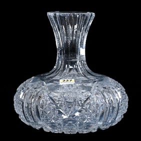 Water Carafe, American Brilliant Cut Glass, Hobstar, Quartered Diamond, And Prism Motif