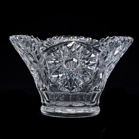 Flared Salad Bowl, American Brilliant Cut Glass, Signed Libbey
