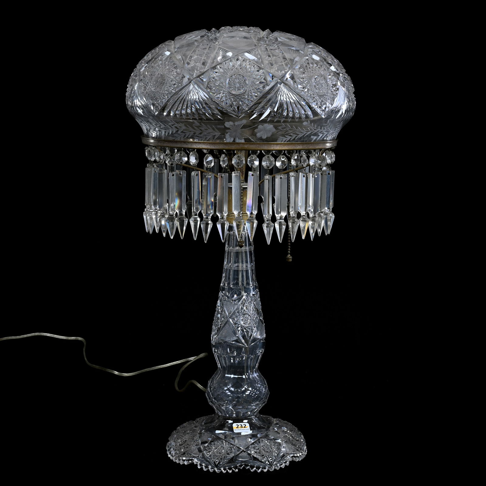 Table Lamp, American Brilliant Cut Glass, Electrified Two Light Base (1 of 4)