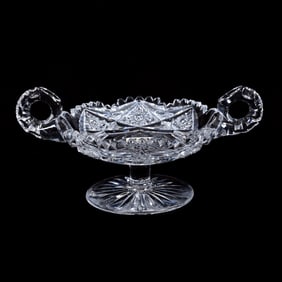 Pedestal Two Handled Bon Bon, American Brilliant Cut Glass