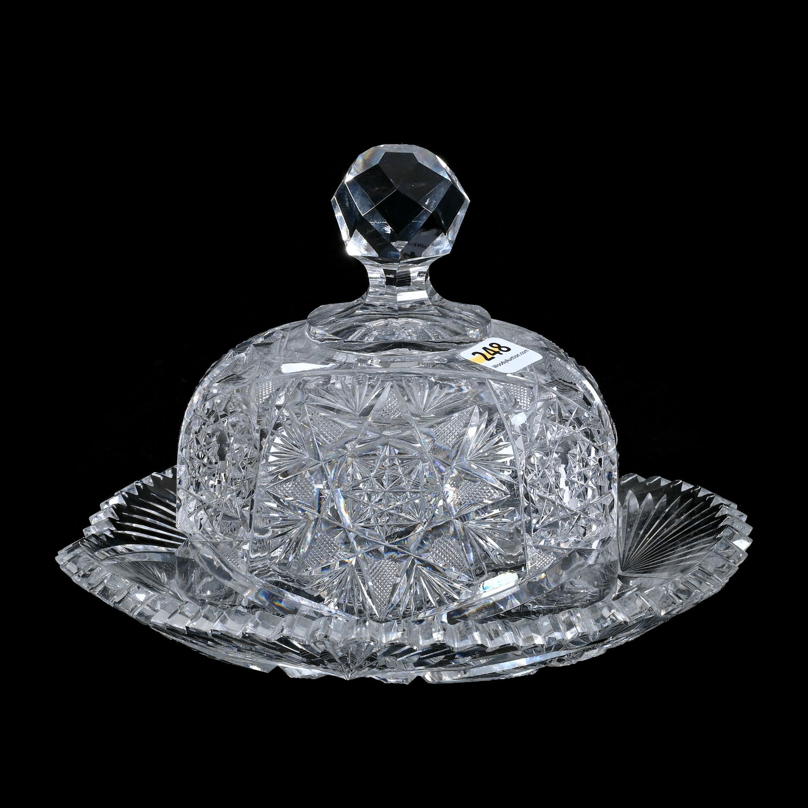 Covered Butter Dish, American Brilliant Cut Glass, Pattern No. 208 By Meriden (1 of 3)