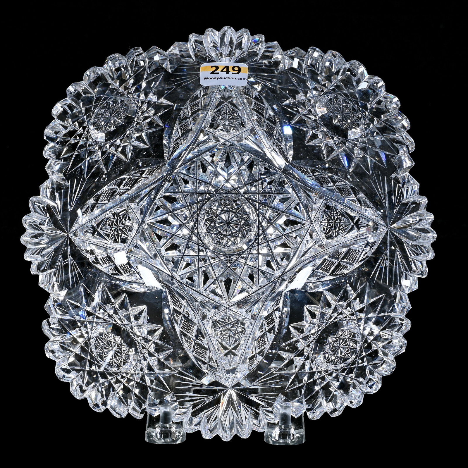 Square Bowl, American Brilliant Cut Glass, Hobstar, Vesica, Crosscutting, And Fan Motif: Square Bowl, American Brilliant Cut Glass, Hobstar, Vesica, Crosscutting, And Fan Motif, 2.5 x 8 x 8 Inches, 3 Pounds, Colorado Private Collection.