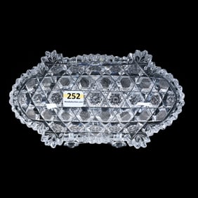 Relish Dish, American Brilliant Cut Glass, Crosscutting Buttons And Hobstar Buttons