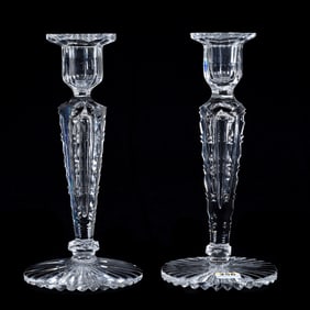 Pair Candlestick Holders, American Brilliant Cut Glass