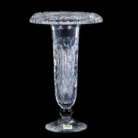 Rolled Rim Trumpet Vase, American Brilliant Cut Glass
