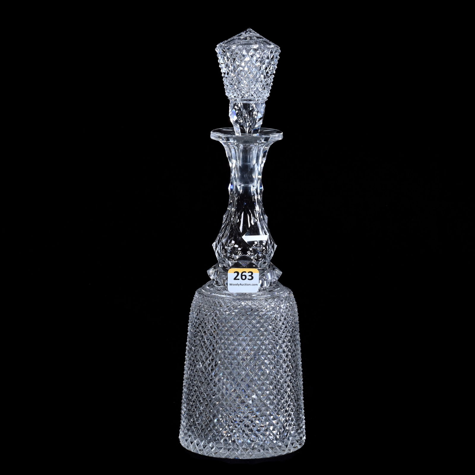 Decanter, American Brilliant Cut Glass, Fully Cut Diamond Point With Pattern Cut Stopper (1 of 6)