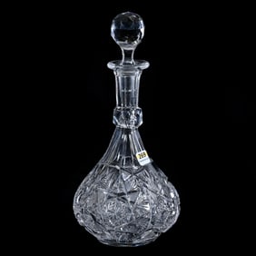 Decanter, American Brilliant Cut Glass, Plymouth Pattern By Meriden