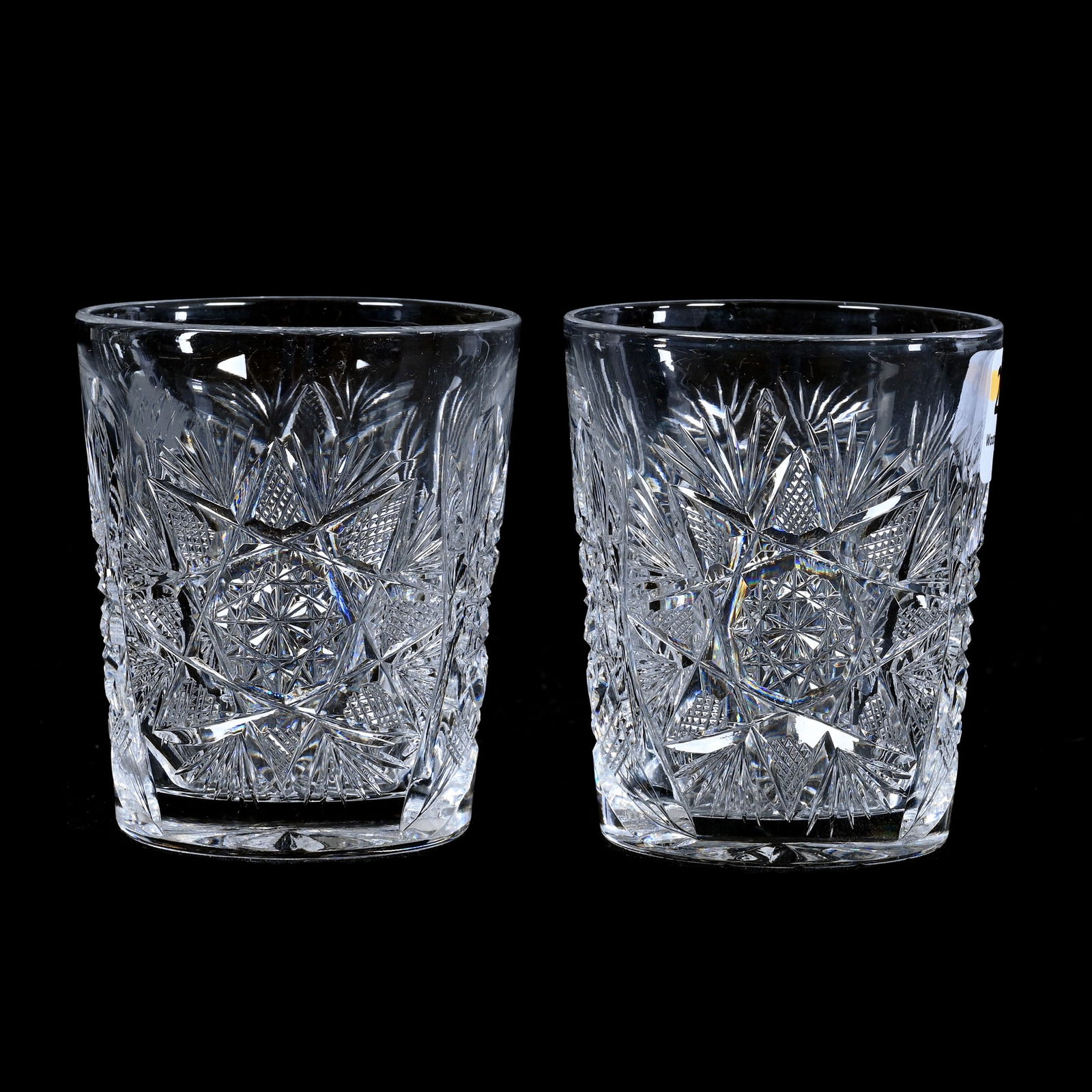 Pair Whiskey Tumblers, American Brilliant Cut Glass, Plymouth Pattern By Meriden (1 of 3)