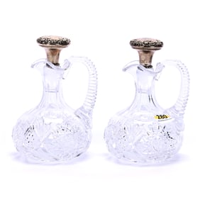 Pair Cruet Bottles, American Brilliant Cut Glass, By Meriden