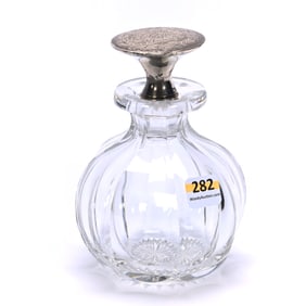 Cologne Bottle, American Brilliant Cut Glass, Flute Pattern With Ray Cut Base