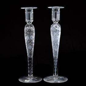 Pair Candlestick Holders, American Brilliant Cut Glass